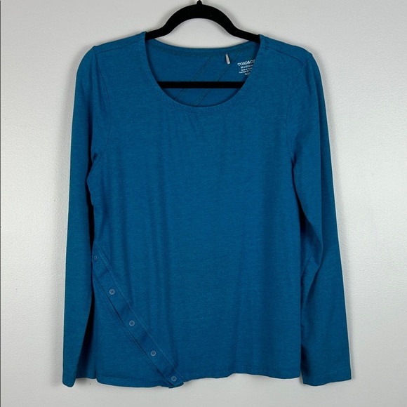 Toad & Co Casual Organic Cotton Tencel Long Sleeve Round Neck Top Medium Teal - Picture 2 of 12